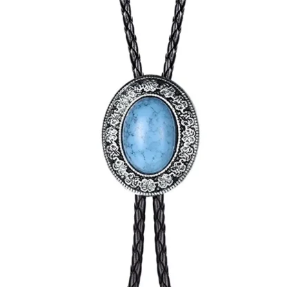 Oval Shaped Bolo Tie with Vintage-style Decor - Image 4