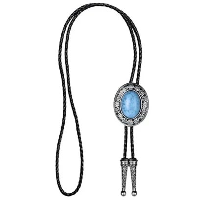 Oval Shaped Bolo Tie with Vintage-style Decor - Image 5