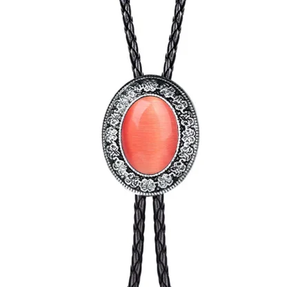 Oval Shaped Bolo Tie with Vintage-style Decor - Image 11