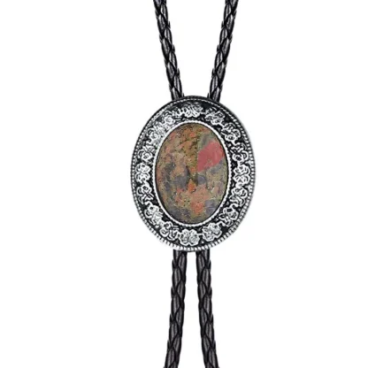 Oval Shaped Bolo Tie with Vintage-style Decor - Image 8