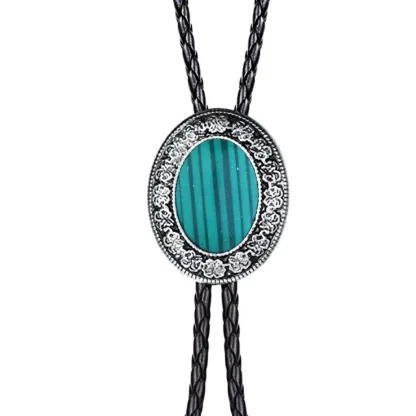 Oval Shaped Bolo Tie with Vintage-style Decor - Image 15