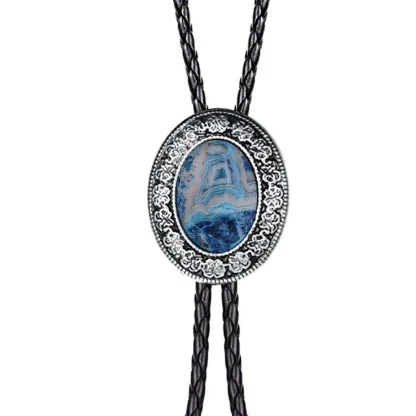 Oval Shaped Bolo Tie with Vintage-style Decor - Image 9