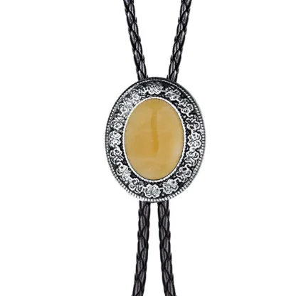 Oval Shaped Bolo Tie with Vintage-style Decor - Image 14