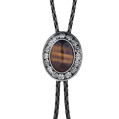 Oval Shaped Bolo Tie with Vintage-style Decor